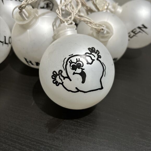 VTG 12 Barcana Halloween Ghost/Halloween Glass Ball String Light Decoration - Picture 2 of 10